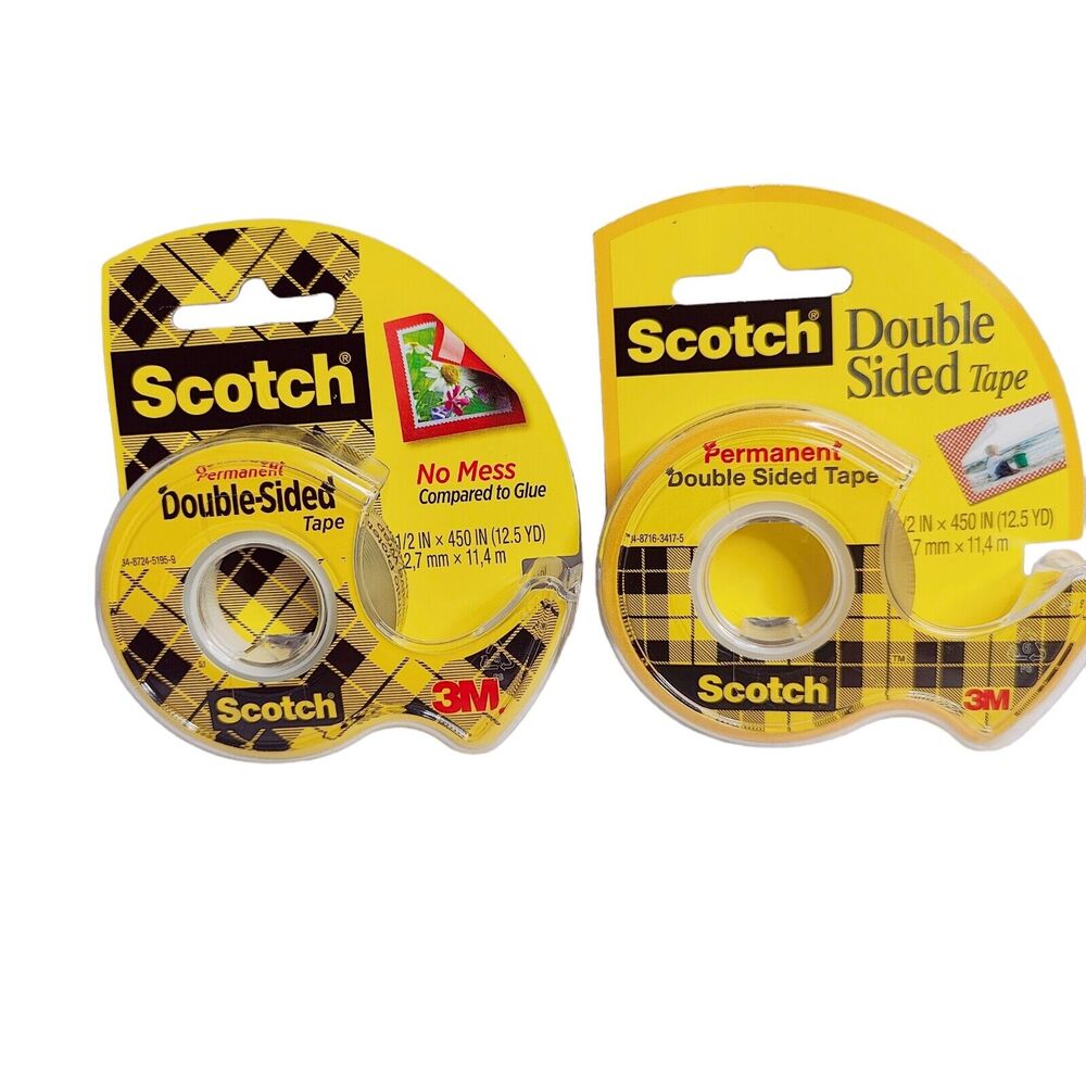 Scotch Double-Sided Tape w/ Dispenser 1/2‎ in x 450 in Photo Safe 2 Pack New